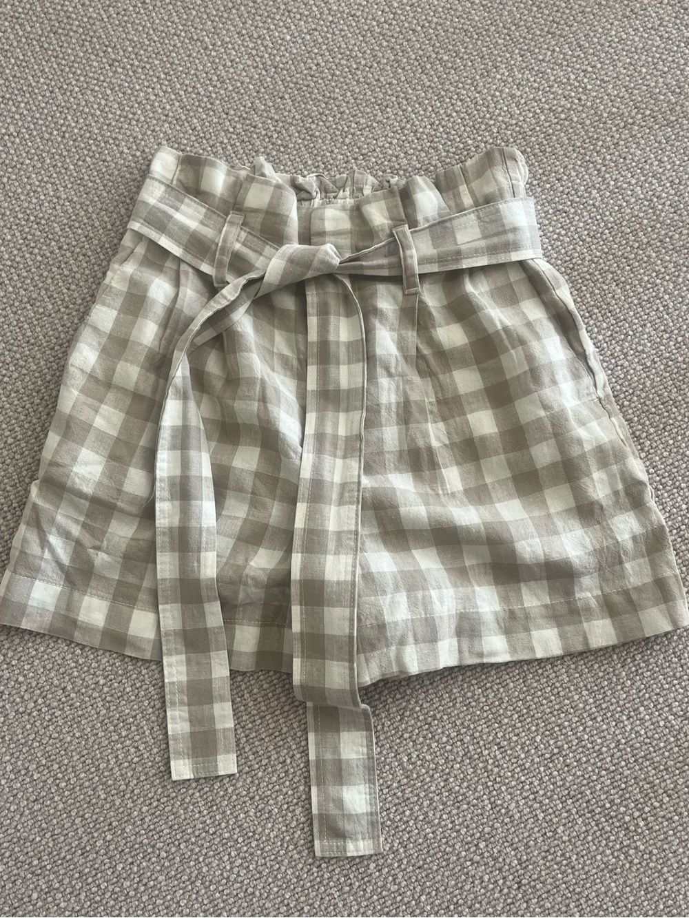 a new day Beige and Cream Gingham Tie-Waist Mini Shorts